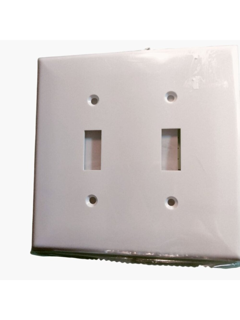 Hyper Tough Double Toggle Light Switch Wall Plate White Plastic 5x5 inch